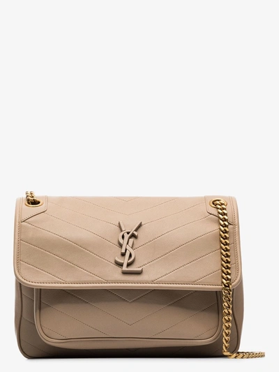 Shop Saint Laurent Beige Niki Medium Leather Shoulder Bag In Neutrals