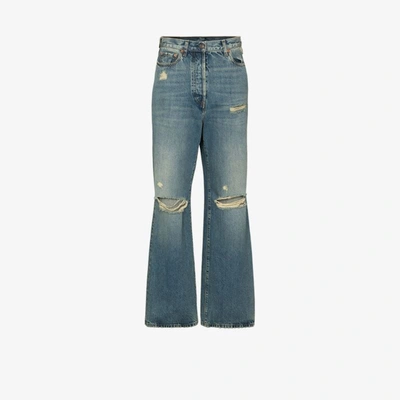 Shop Gucci Distressed Eco Washed Jeans In Blue