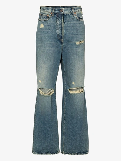 Shop Gucci Distressed Eco Washed Jeans In Blue