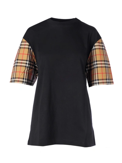 Shop Burberry Serra Checked Sleeves In Black