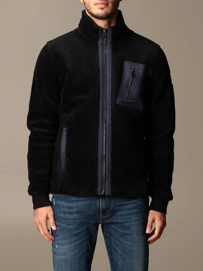 Shop Belstaff Fleece Sweatshirt With Zip In Blue