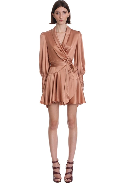 Shop Zimmermann Dress In Powder Silk