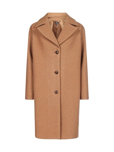 Shop Apc Virgin Wool Coat In Camel