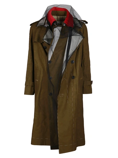 Shop Maison Margiela Army Green Trench Coat In Multicolor