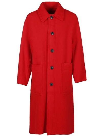 Shop Ami Alexandre Mattiussi Red Wool Coat