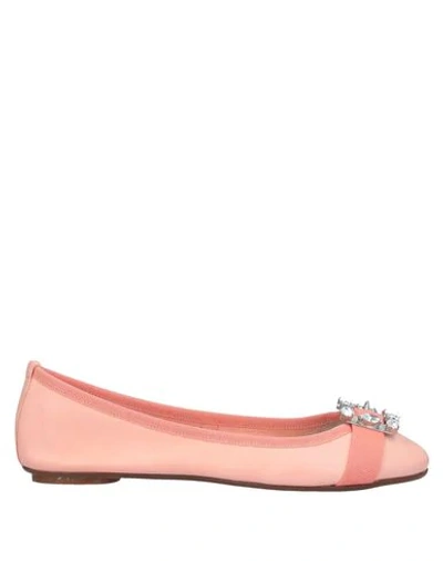 Shop Anna Baiguera Woman Ballet Flats Salmon Pink Size 6 Soft Leather, Textile Fibers