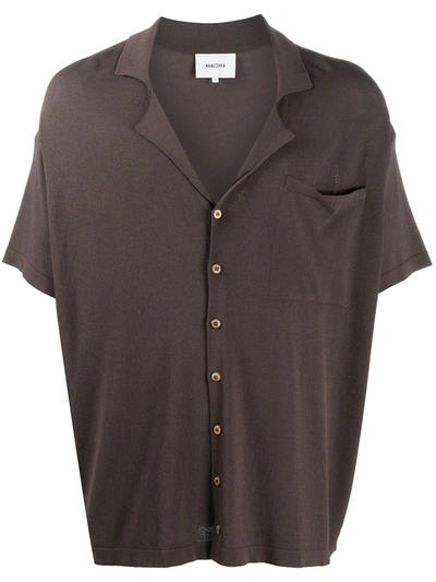 Shop Nanushka Short-sleeve Button-up Shirt In Brown