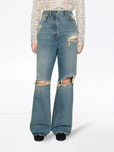 Gucci Organic Cotton Distressed Boyfriend-fit Jeans In Blue | ModeSens