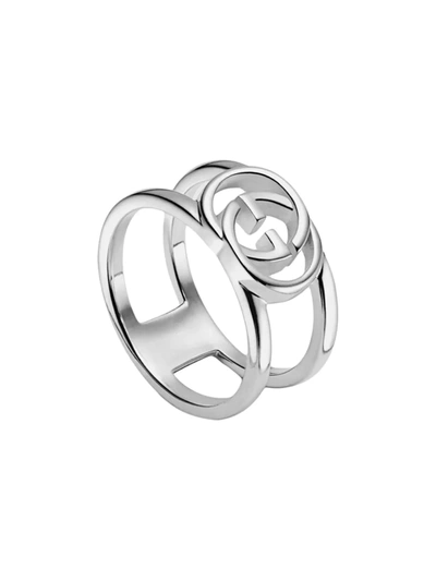Shop Gucci Sterling Silver Interlocking G Band Ring In Silber