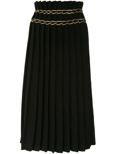 Shop Dion Lee Chain-embellished Pleated Skirt In Black