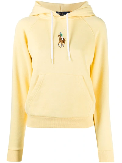 Shop Polo Ralph Lauren Embroidered Logo Hoodie In Yellow