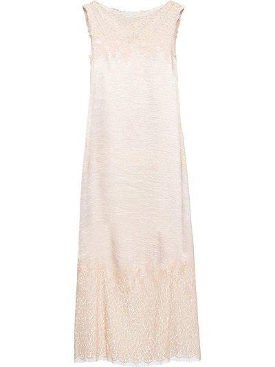 Shop Prada Faded Floral Lace Shift Dress In Pink