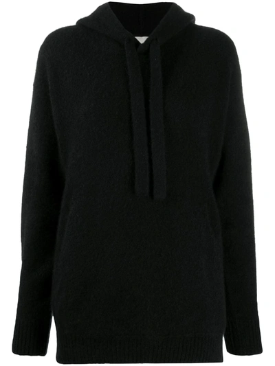Shop Laneus Long-sleeved Drawstring Hood Jumper In Black