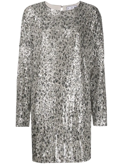 Shop In The Mood For Love Alexandra Leopard-sequin Dress In Silver