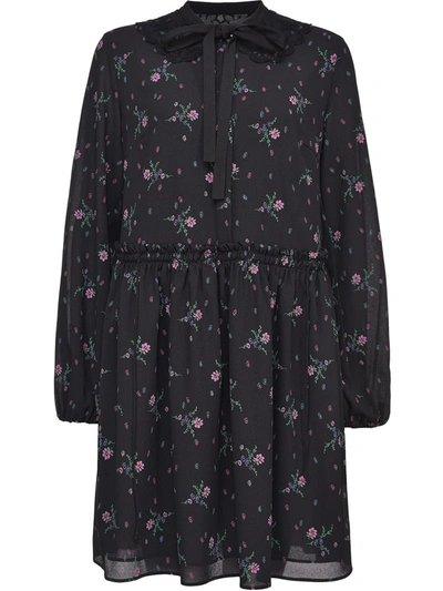 Shop Pinko Floral-print Flared Dress In Black