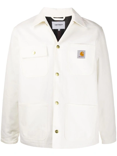 Shop Carhartt Logo-patch Shirt Jacket In White