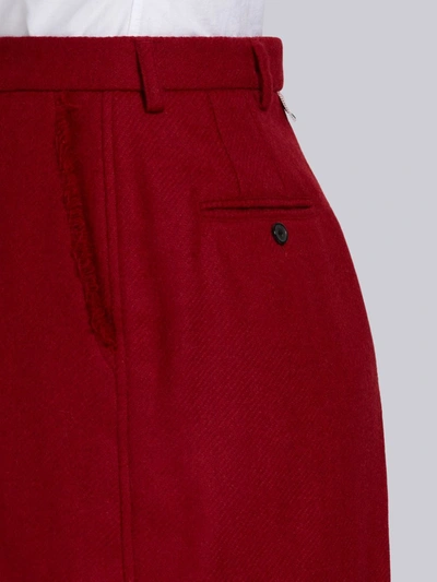 Shop Thom Browne Red Shetland Wool Frayed High Waisted Short