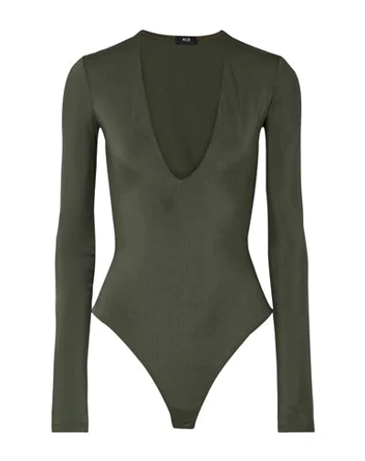 Shop Alix Nyc Bodysuits In Dark Green