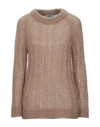 Shop Prada Sweater In Camel