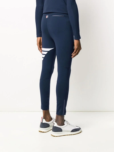 Shop Thom Browne Lightweight Compression Tech 4-bar Tights In Blue