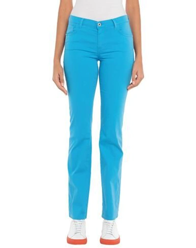 Shop Trussardi Jeans Woman Pants Azure Size 26 Cotton, Elastane In Blue