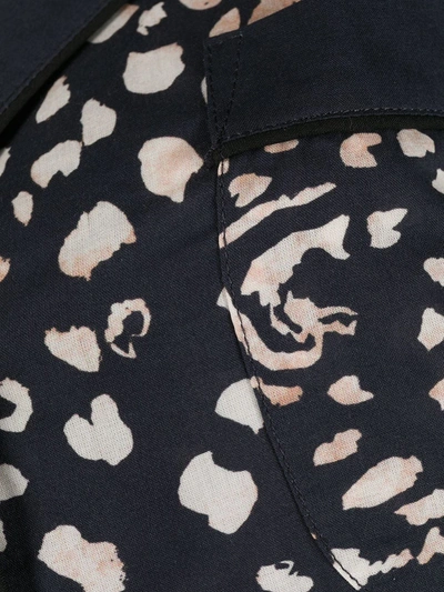 Desmond & Dempsey Jag Animal-print Organic Cotton Pajama Set In Blue