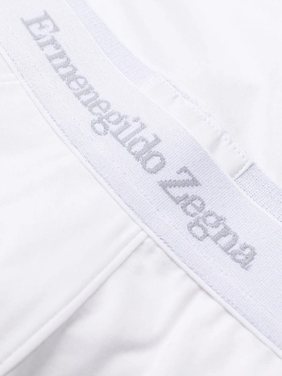 Shop Ermenegildo Zegna Logo-waist Cotton Boxer Shorts In White