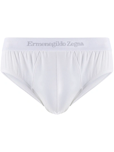 Shop Ermenegildo Zegna Logo Waistband Briefs In White
