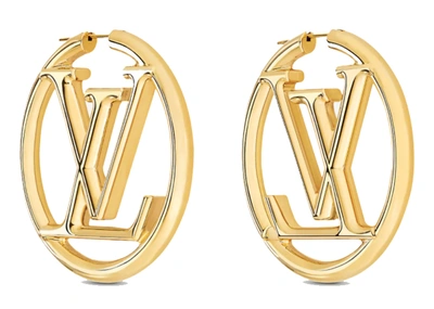 Pre-owned Louis Vuitton Louise Hoop Earrings Gold