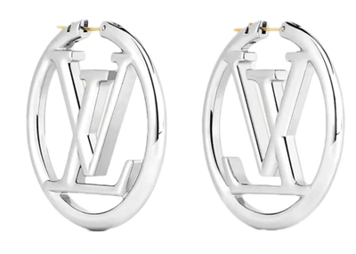 Pre-owned Louis Vuitton Louise Hoop Earrings Silver