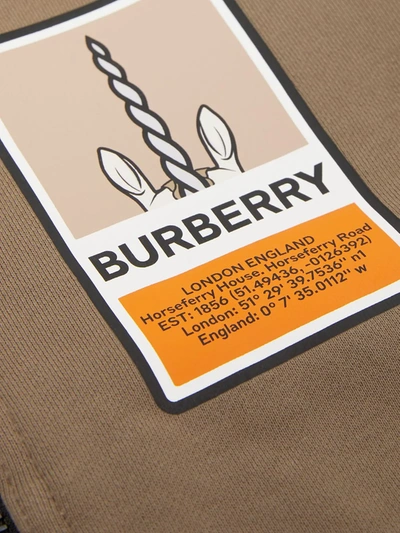 Shop Burberry Unicorn Logo Striped Hoodie In Grey