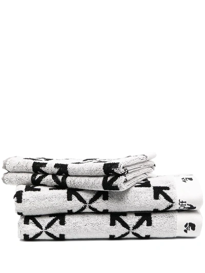 Shop Off-white Arrow Motif Towels (set Of 2) In Black