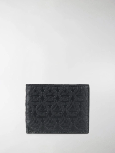 Shop Ferragamo Monogram Pattern Wallet In Black