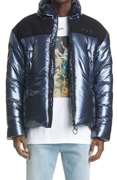 Shop Off-white Arrow Quilted Puffer Jacket In Navy Blue