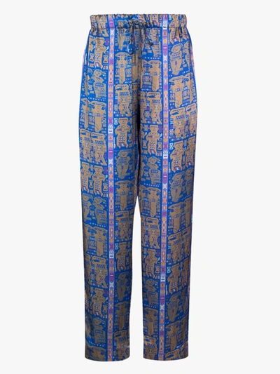 Shop Edward Crutchley X Browns 50 Printed Silk Trousers In Blue