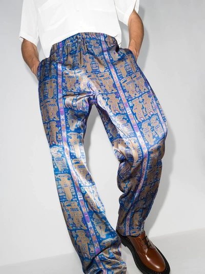 Shop Edward Crutchley X Browns 50 Printed Silk Trousers In Blue