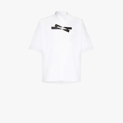 Shop Givenchy Hemd Mit Logo-streifen In Weiss