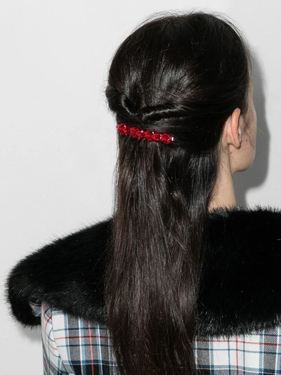 Shop Simone Rocha X Browns 50 Red Crystal Flower Hair Clip