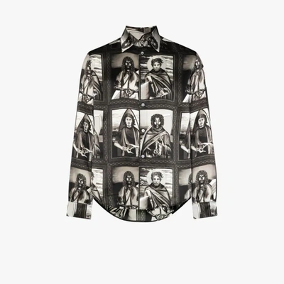 Shop Edward Crutchley X Browns 50 Saint Print Silk Shirt In Grey