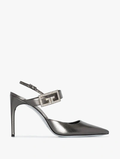 Shop Givenchy Silver X Browns 50 Double G 105 Leather Pumps