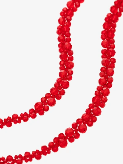 Shop Simone Rocha X Browns 50 Red Crystal Flower Drop Earrings
