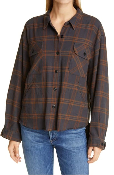 Shop The Great Plaid Voyager Cotton Flannel Shirt Jacket In Midnight Plaid