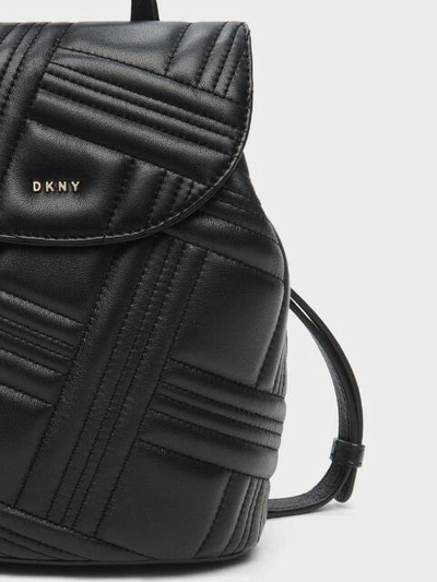 Shop Dkny Women's Allen Crossgrid Flap Backpack - In Black / Gold