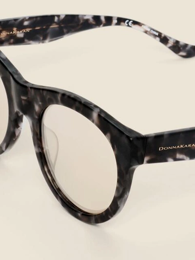 Shop Donna Karan Women's Classic Round Sunglasses In Black Clear Gradient