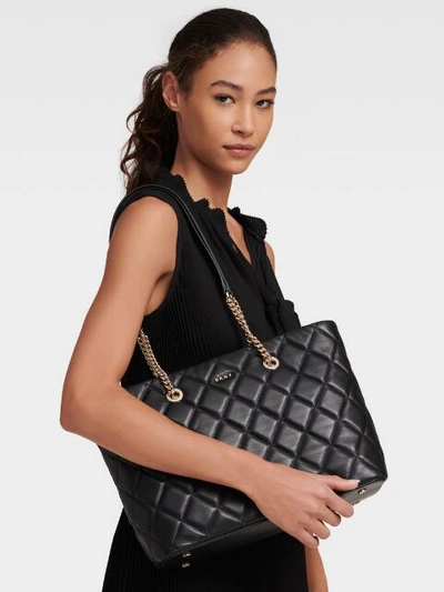 Shop Dkny Women's Lara Medium Tote Bag - In Black / Gold