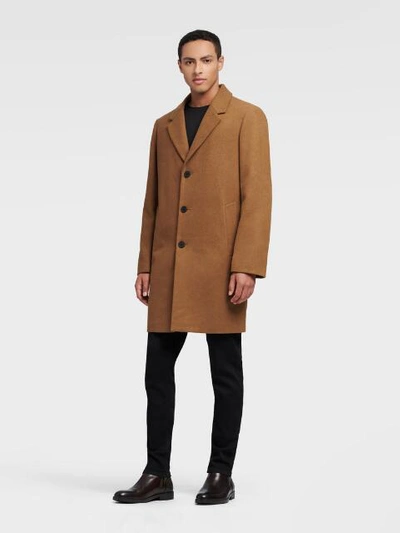 Shop Dkny Men's Single-breasted Wool Blend Coat - In Camel