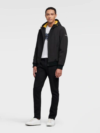 Shop Dkny Men's Soft-shell Contrast Hooded Jacket - In Black