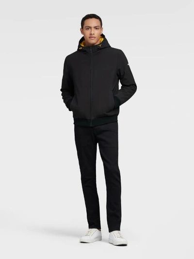 Shop Dkny Men's Soft-shell Contrast Hooded Jacket - In Black