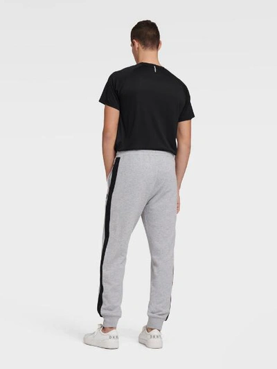 Shop Donna Karan Dkny Men's Jogger With Logo Taping - In Pearl Grey Heather
