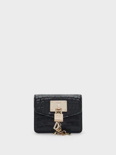 Dkny Elissa Leather Shoulder Bag In Black / Gold